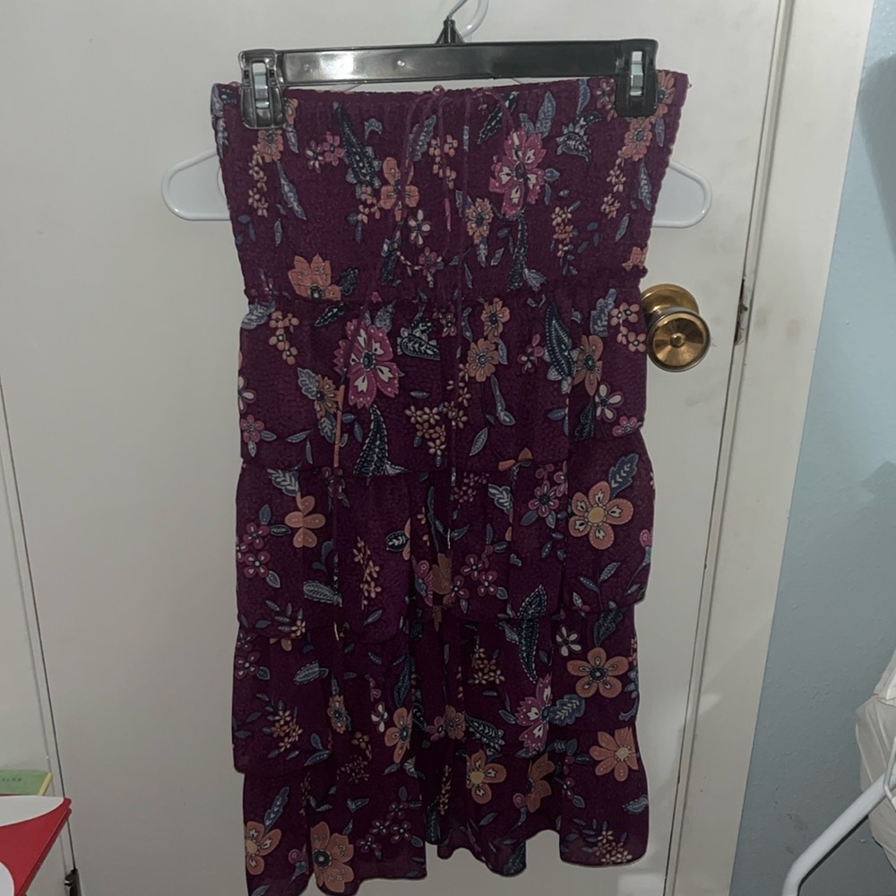 Purple strapless paisley dress- SIZE SMALL. AMERICAN EAGLE